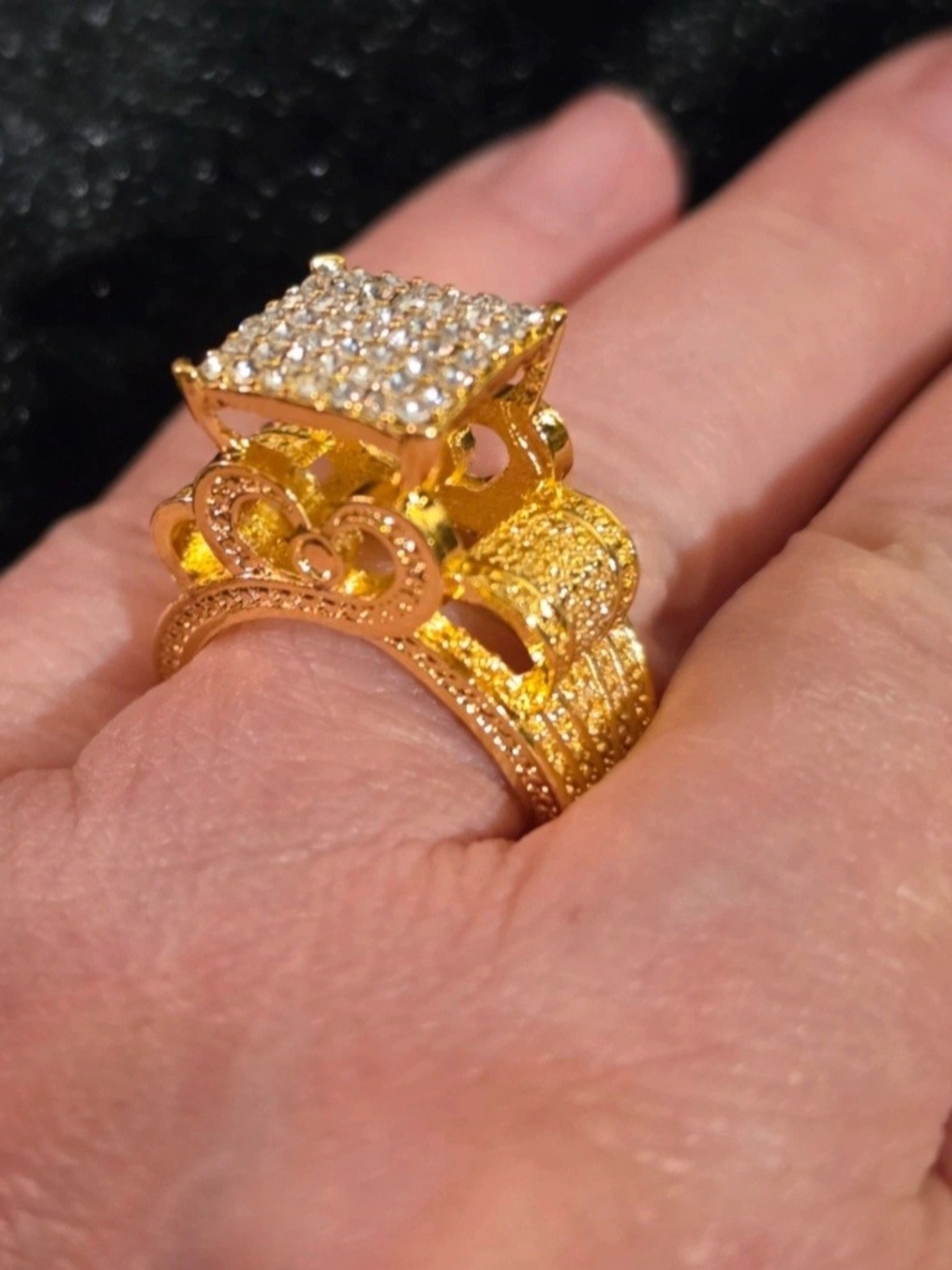 Gold-Tone Pave Statement Ring - Women's Fashion Jewelry